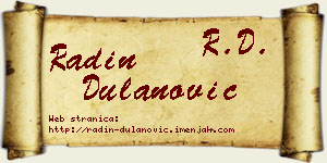 Radin Dulanović vizit kartica